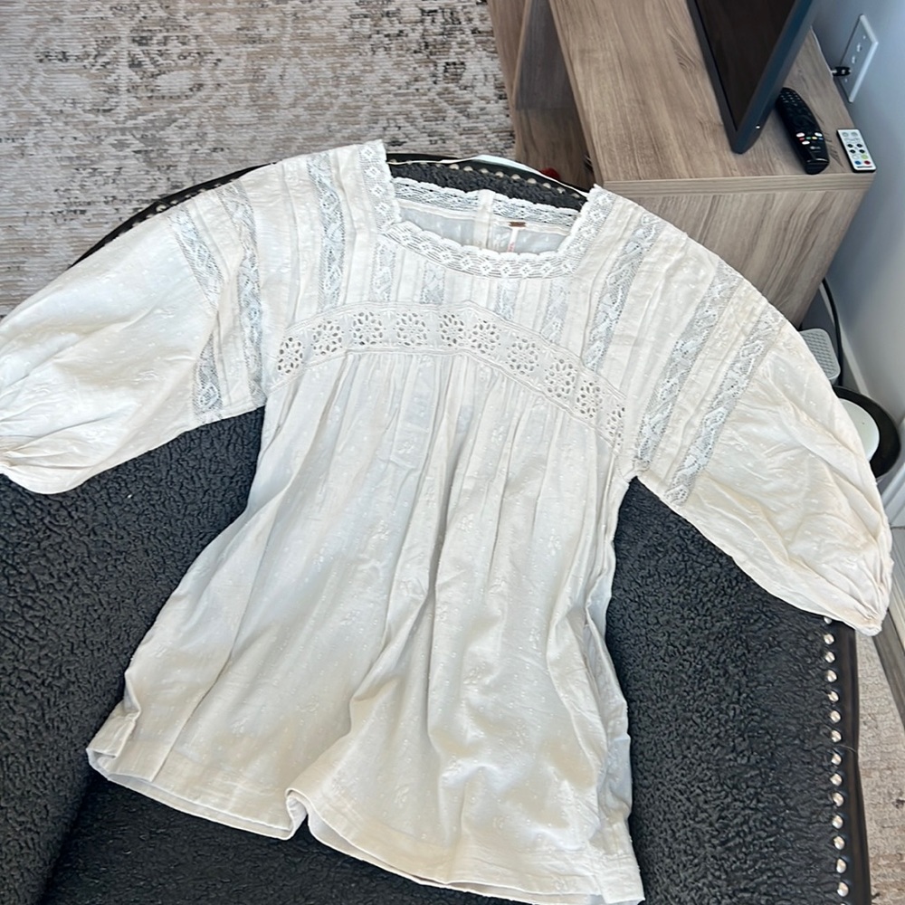 Free People Lace Smock Blouse
